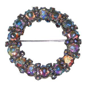Weiss Aurora Borealis Vintage Brooch Sparkling Iridescent Pin